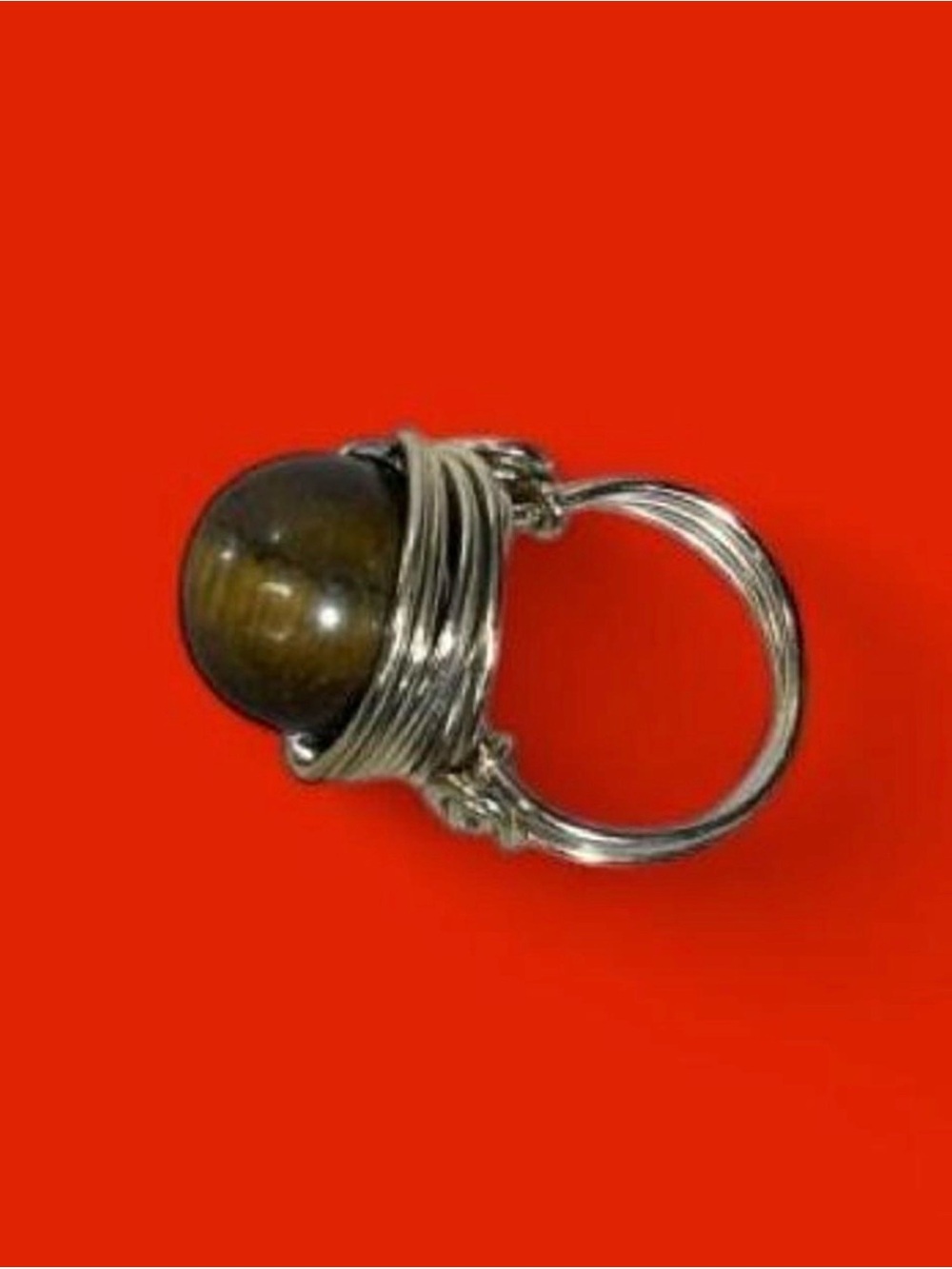 Tiger Eye Brown Gold Swirl Gemstone Ring Boho Natural Stone